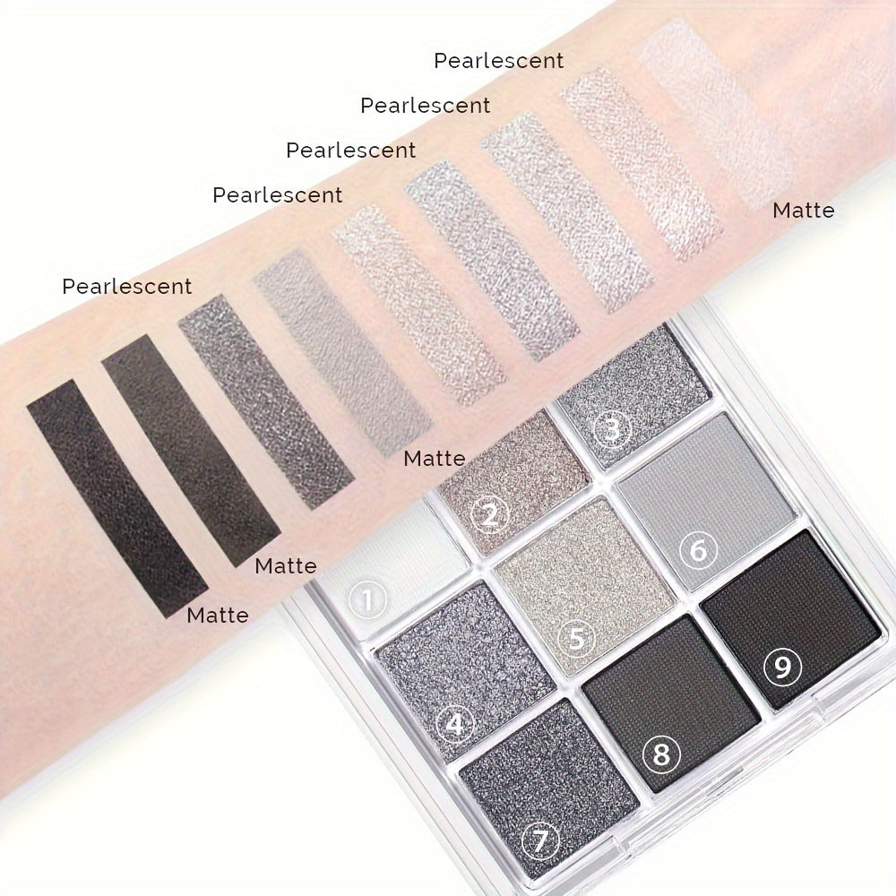 Women Smoky Eyeshadow Palette 9 Colors Glitter Waterproof Long-Lasting