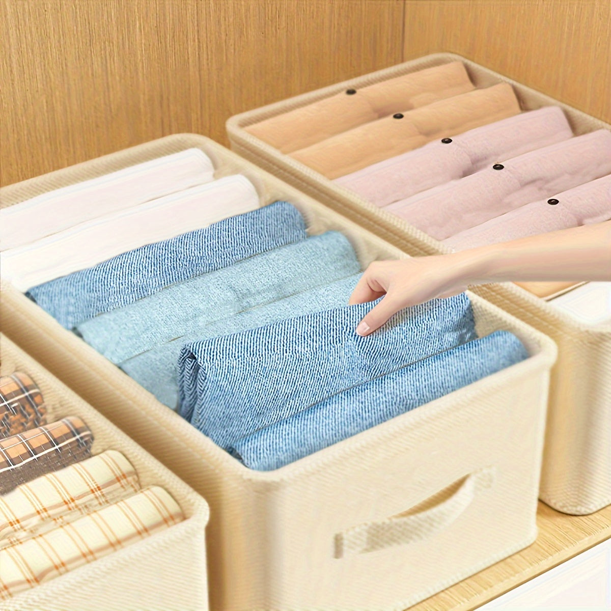 Foldable Fabric Clothes Organizer with Drawer Storage for Pants and Apparel