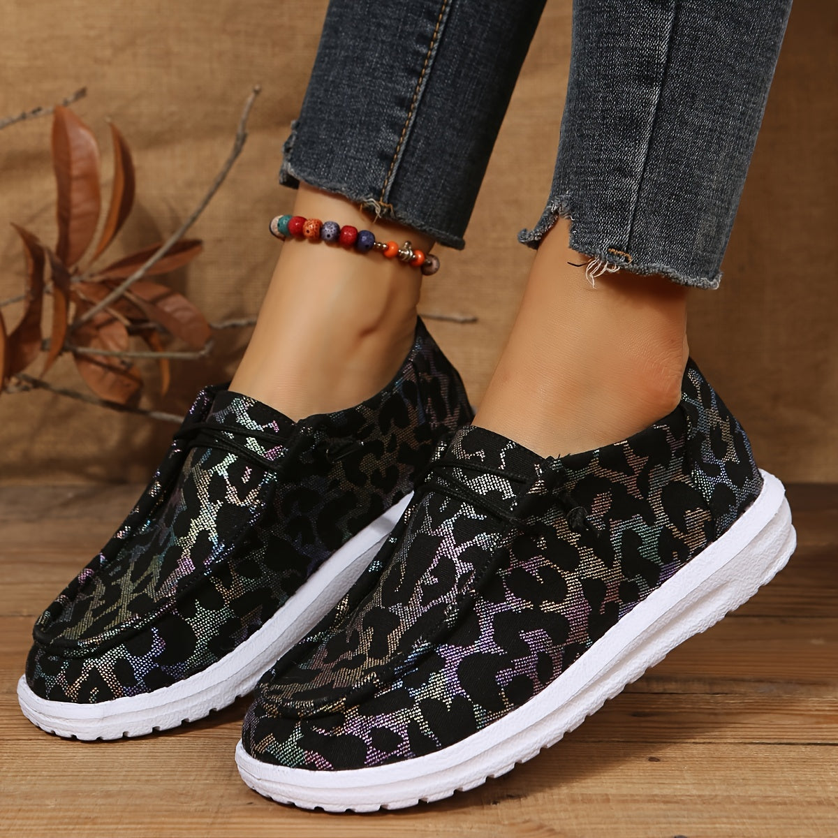 Women's Lace-Up Color Changing Flat Shoes for Casual and Sports Use 36-45 Large