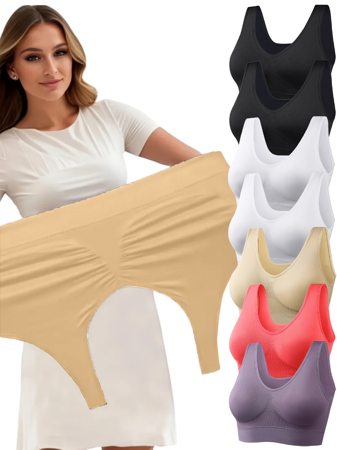 Plus-Size Wireless Sports Bra Compression Seamless Cross-Back Removable Pads