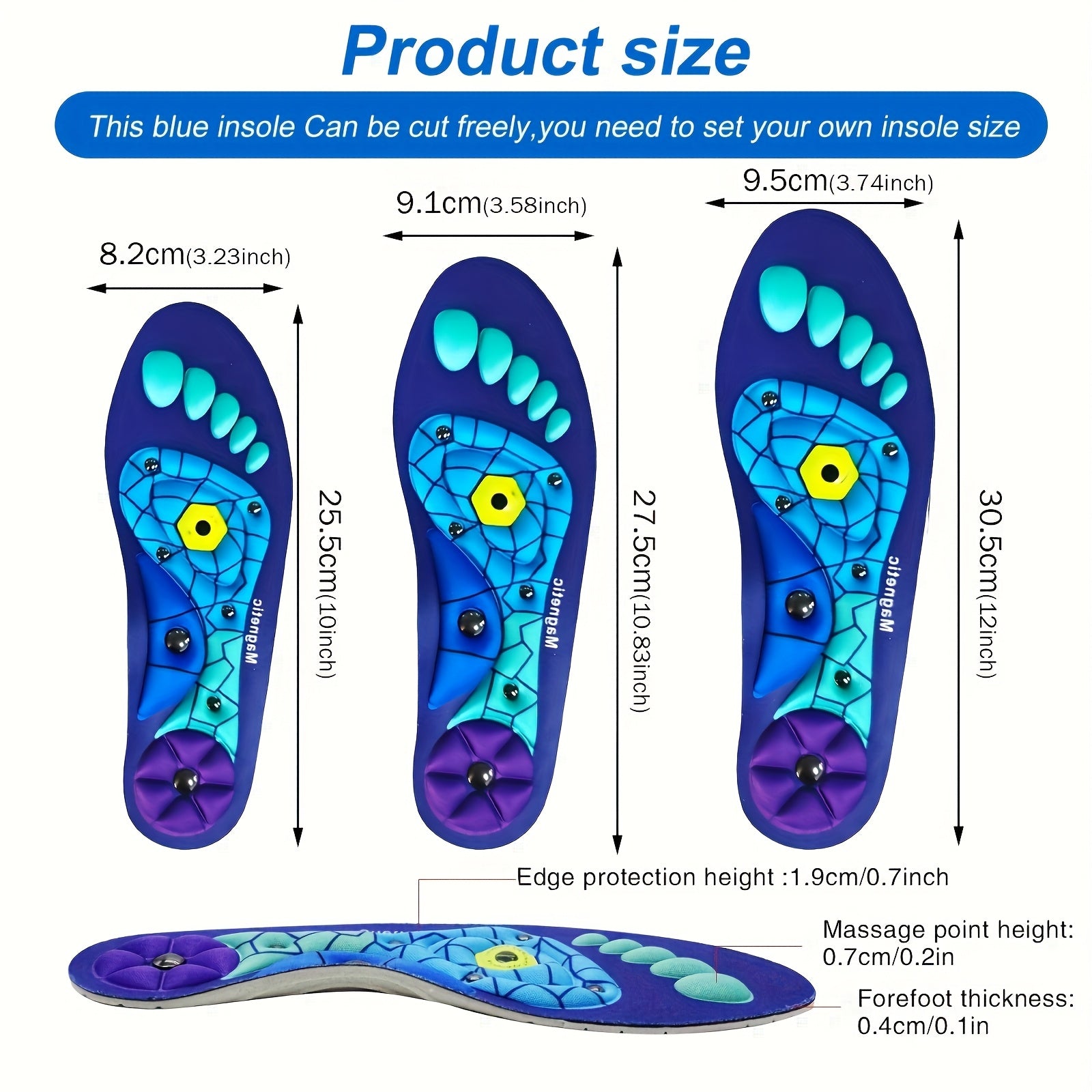 Magnetic Massage Insoles for Men and Women EVA Material Comfortable Support