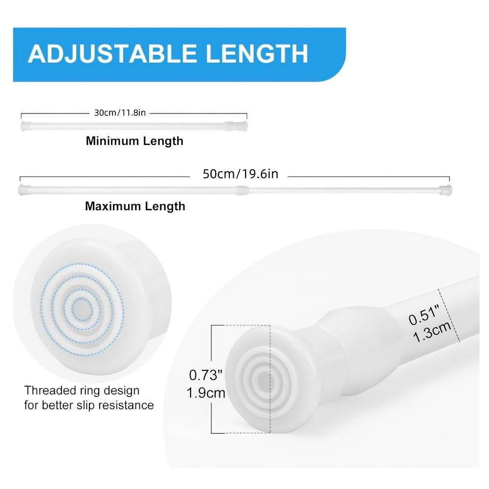 Adjustable White Metal Spring Tension Curtain Rod for Kitchen Bathroom Window Wardrobe