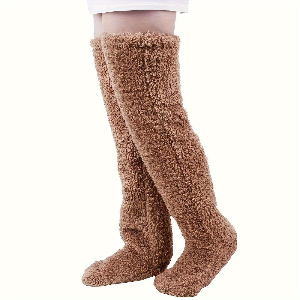 Women's Over Knee Slipper Boots Thermal Plush Home Shoes Cozy Warm Floor Slippers