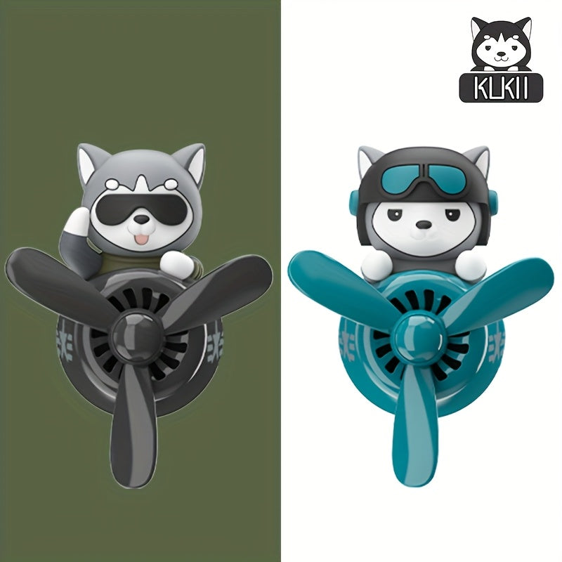 Husky Dog Air Freshener Diffuser with Blue Goggles Car Vent Decor