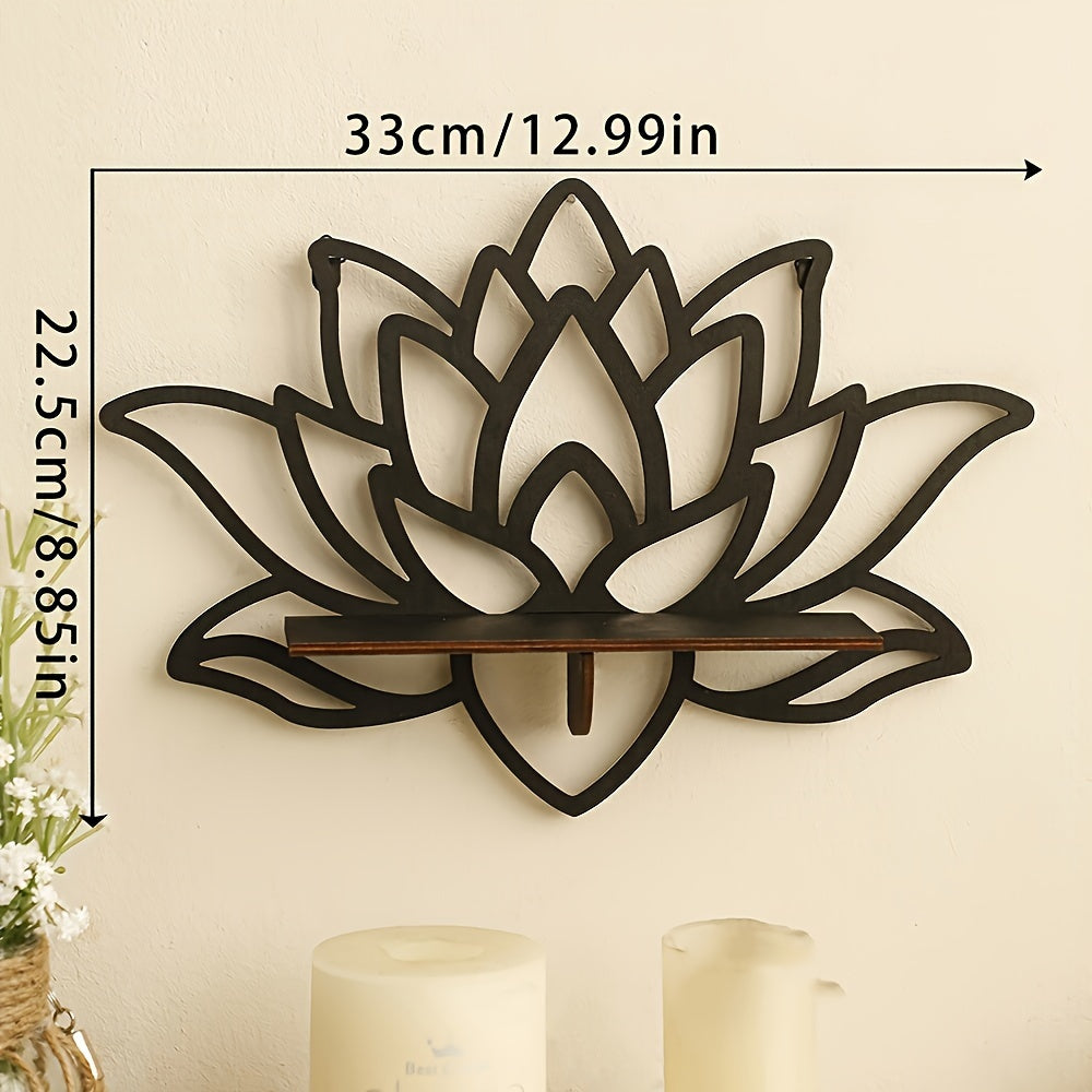Bohemian Wooden Lotus Wall Shelf Minimalist Room Decor