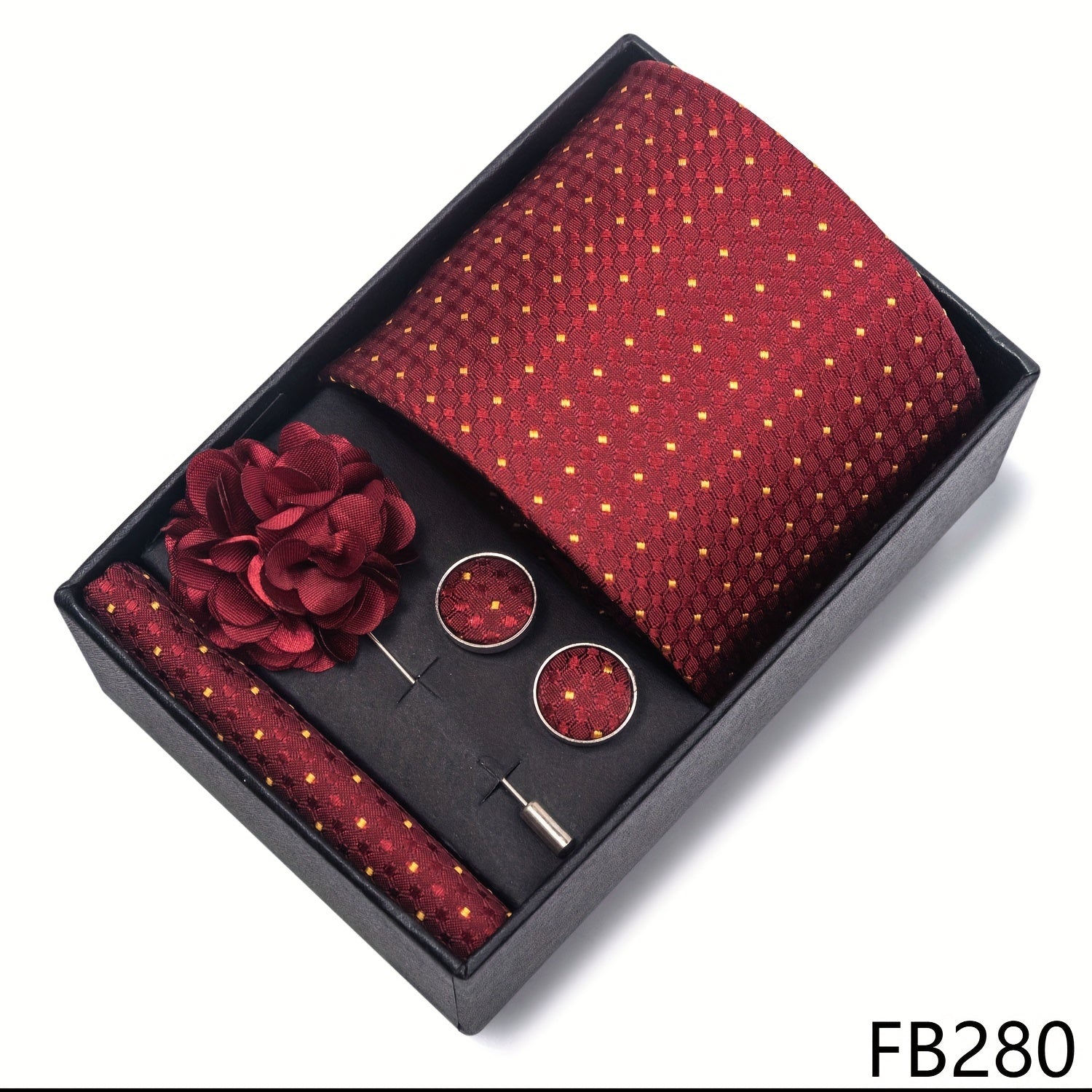 Men's Fashion Tie Set with Striped and Paisley Neckties, Pocket Square, Cufflinks, Lapel Pin in Gift Box for Business and Weddings