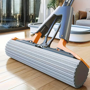 Oson siqish rulonli mop, zanglamaydigan po'lat ramka, yuvinish uchun absorbent gubka