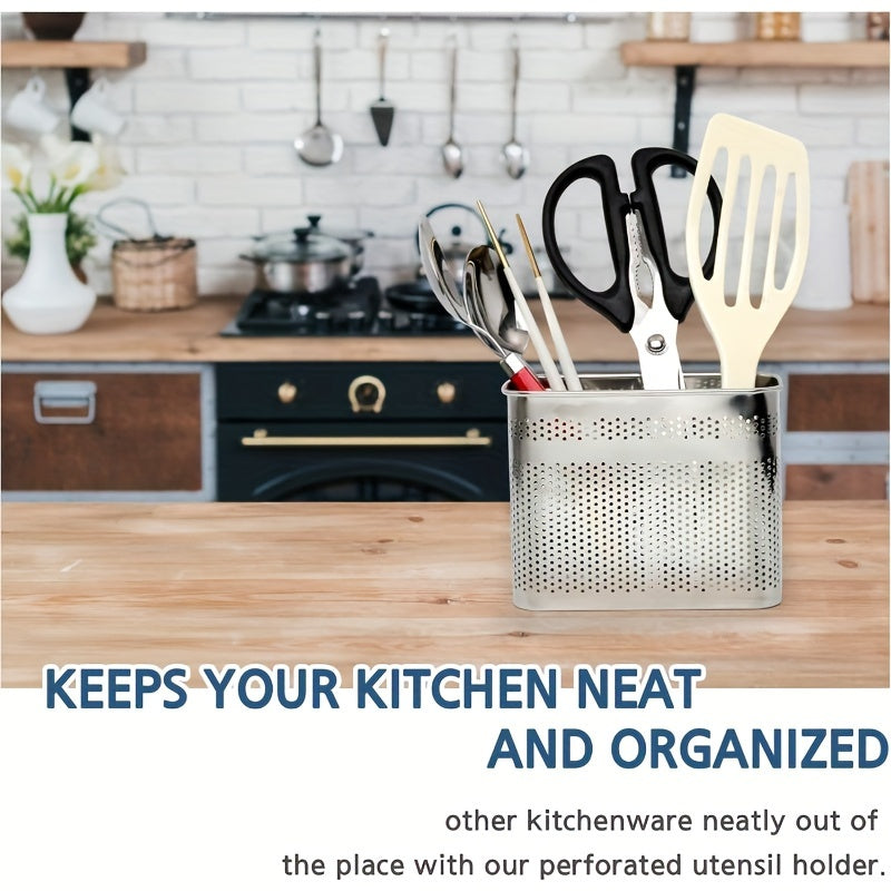Rust-Resistant Stainless Steel Utensil Holder for Kitchen Cutlery and Chopsticks