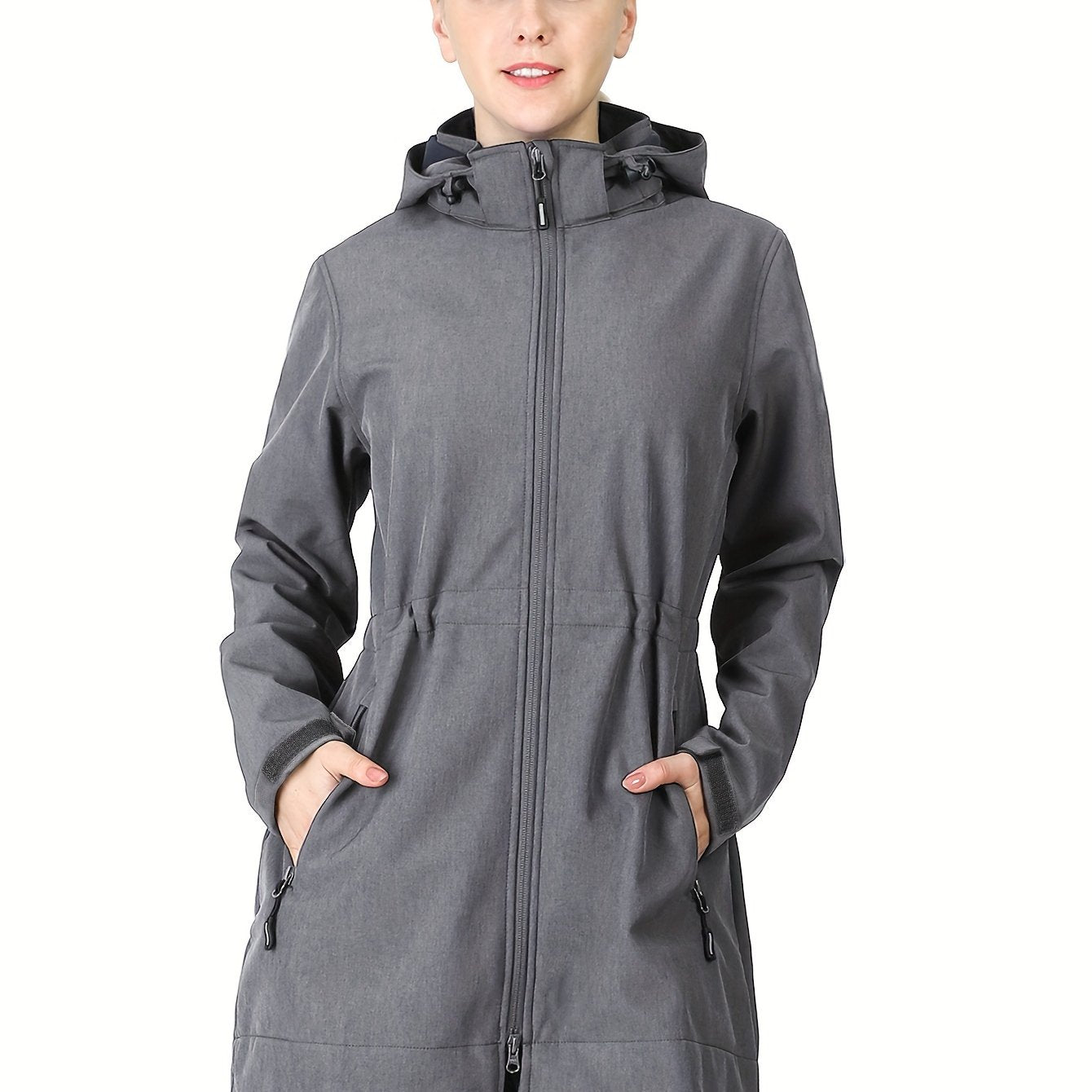 Women's Waterproof Softshell Jacket Hooded Fleece Lined Windproof Solid Color Fall Winter