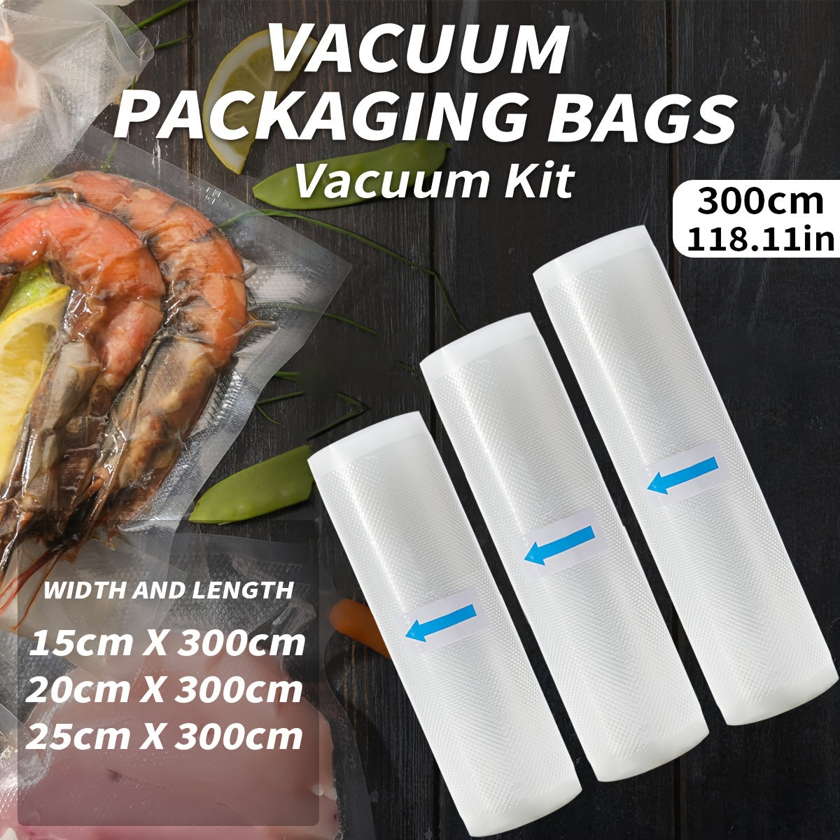 Vacuum Sealer Bags 3m Food Storage Bags BPA-Free 7-Layer Diamond Pattern