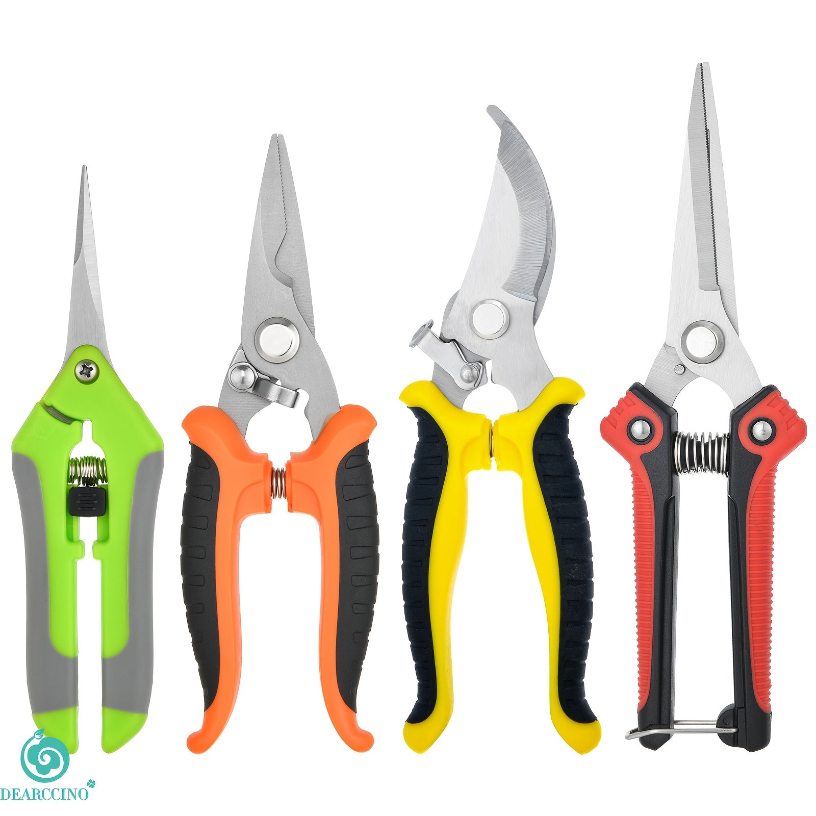 Set of 4 Stainless Steel Garden Pruning Scissors for Gardening and Fruit Picking