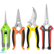 Juego de 4 tijeras de poda de acero inoxidable para jardinería y recolección de frutas