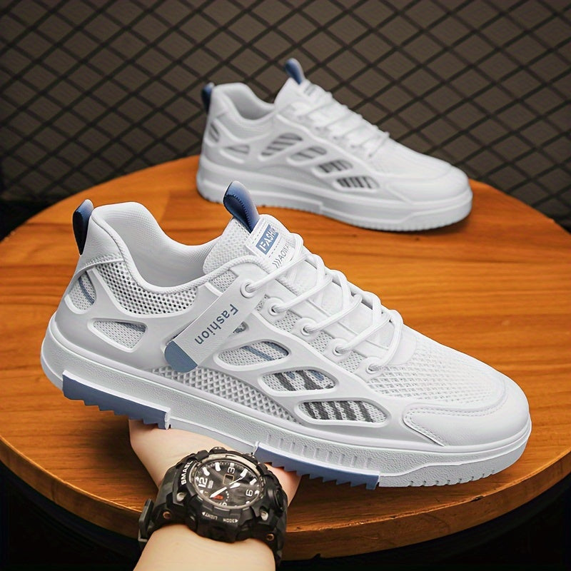 Men's Mesh Skateboarding Shoes Low Top Striped Pattern Casual Sneakers for Spring Summer Fall
