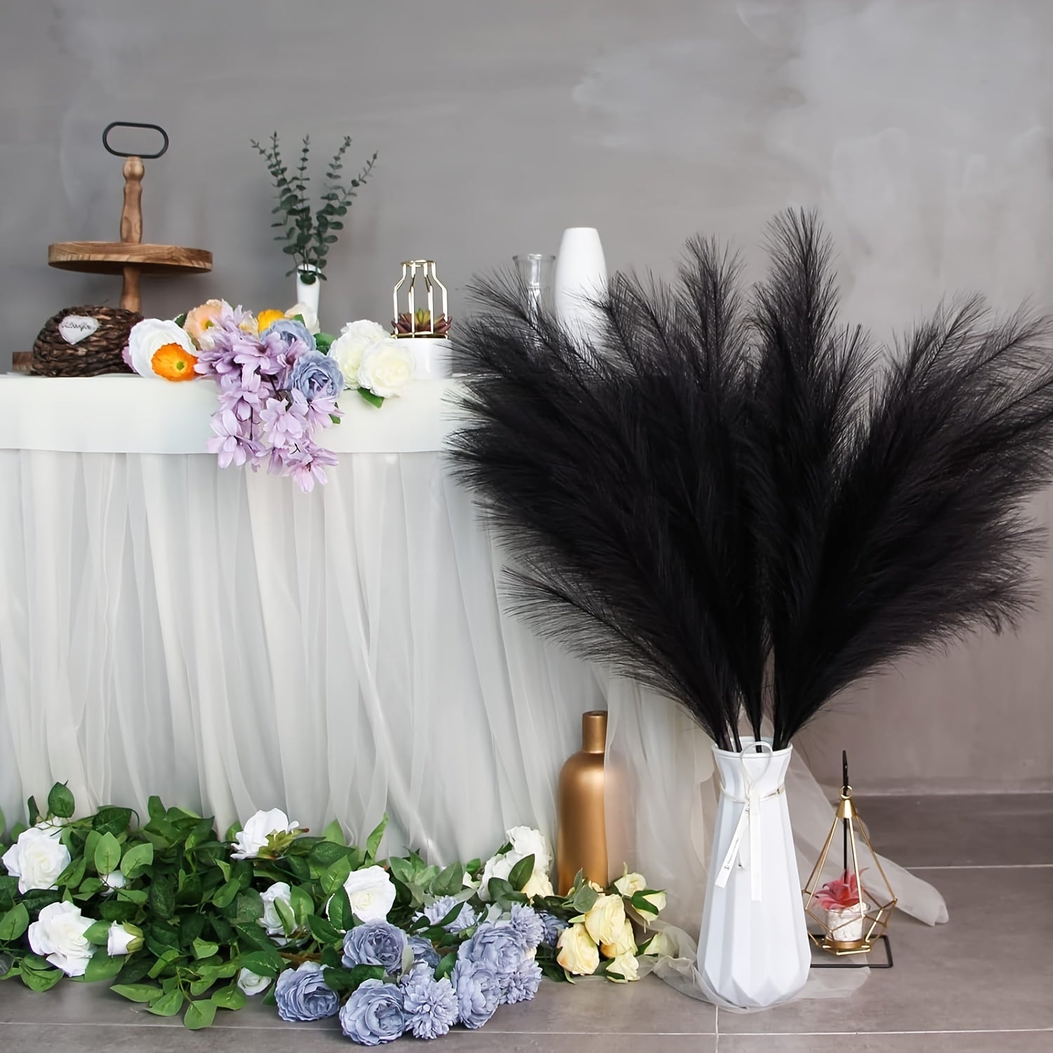16 Pieces Faux Long Pampas for Bohemian Vase Fillers and Floral Decorations for Weddings Parties and Home Decor