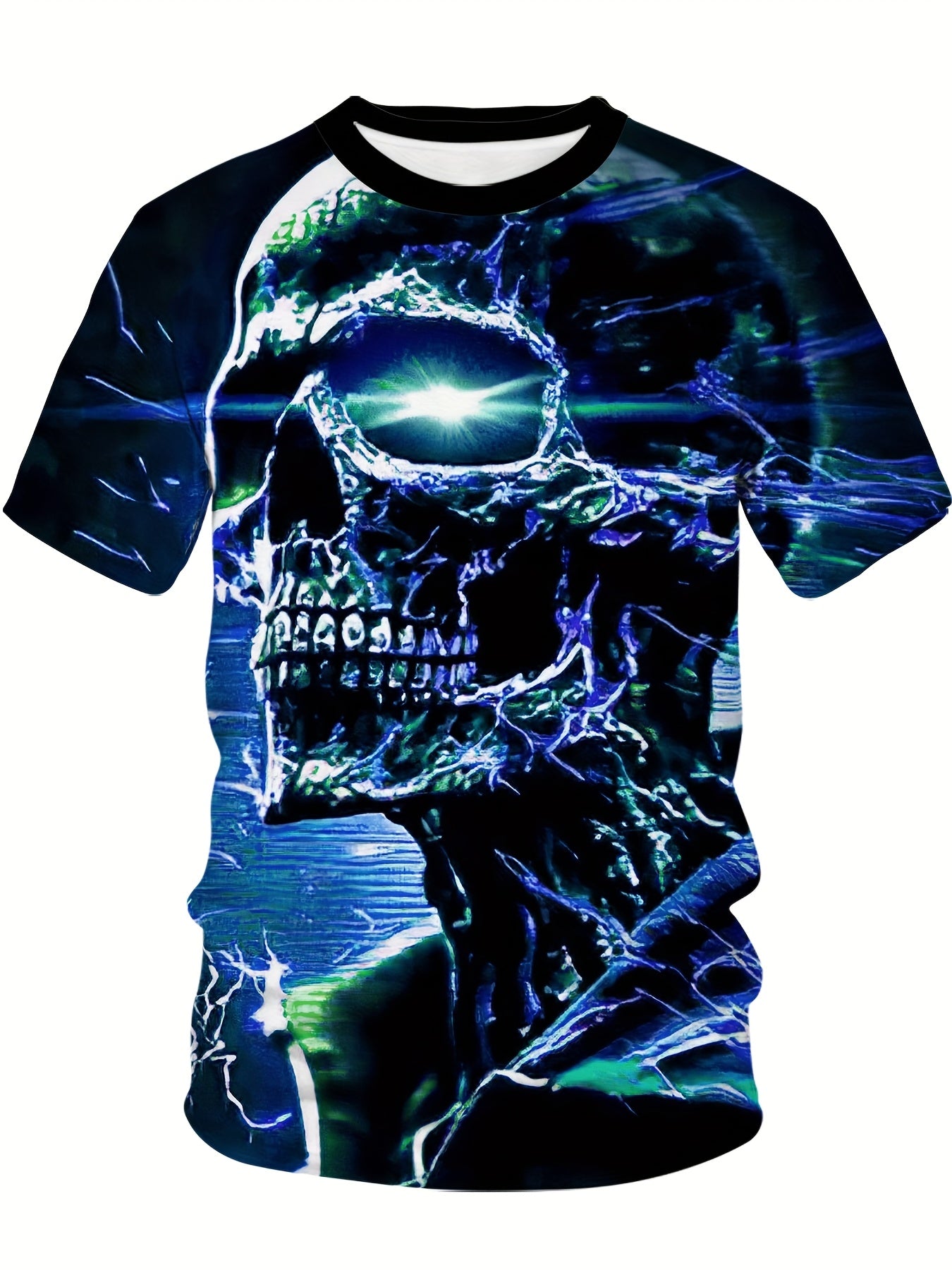 Men's 3D Crystal Skull Print T-Shirt Crew Neck Short Sleeve Plus Size Polyester Spandex Casual Sports