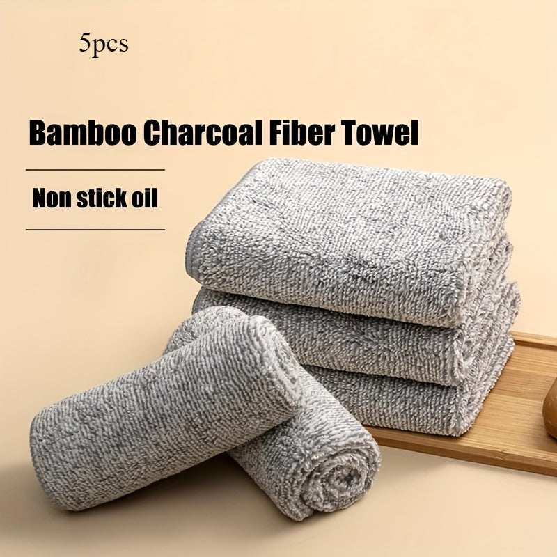 Set of 5 or 10 Bamboo Charcoal Polyester Cleaning Cloths for Kitchen and Home