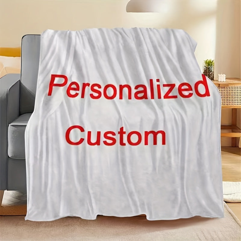 Personalized Flannel Fleece Blanket 1pc Custom Number Soft Warm for Bed Sofa Travel