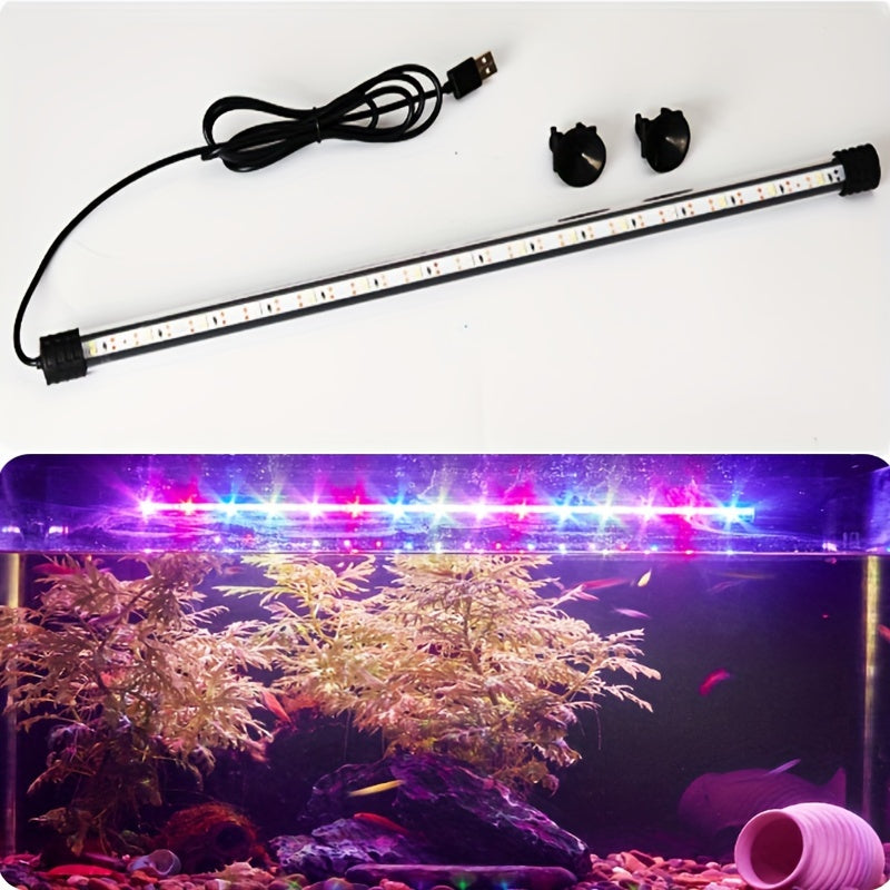 Aquarium LED Light Strip USB Submersible Mood Lighting 17-47cm with Suction Cups for Fish Tanks and Decorations