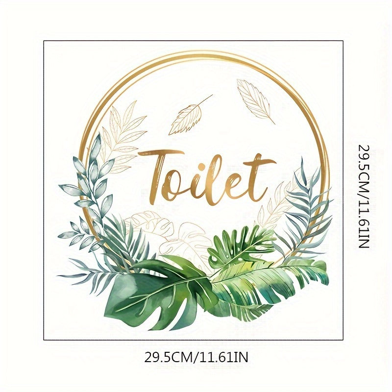 Toilet Lid Decal Leaf Design Self-Adhesive Ceramic Surface Greenery Motif