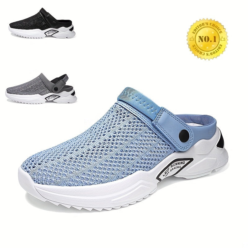 Men's Breathable Knit Slip-On Clogs with Non-Slip Sole for Summer Outdoor Walks