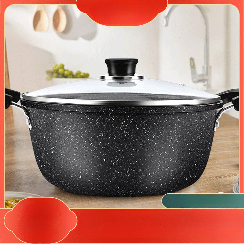 Cast Iron Non-Stick Maifan Stone Soup Pot with Double Handles for Gas Stovetops