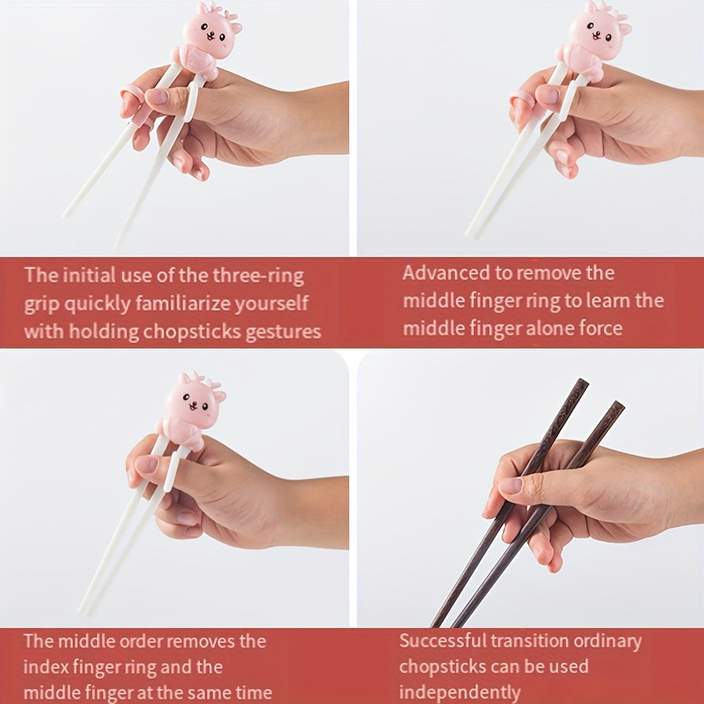 Cartoon Animal Training Chopsticks Non-Slip Durable Grip for Beginners Kitchen Utensil