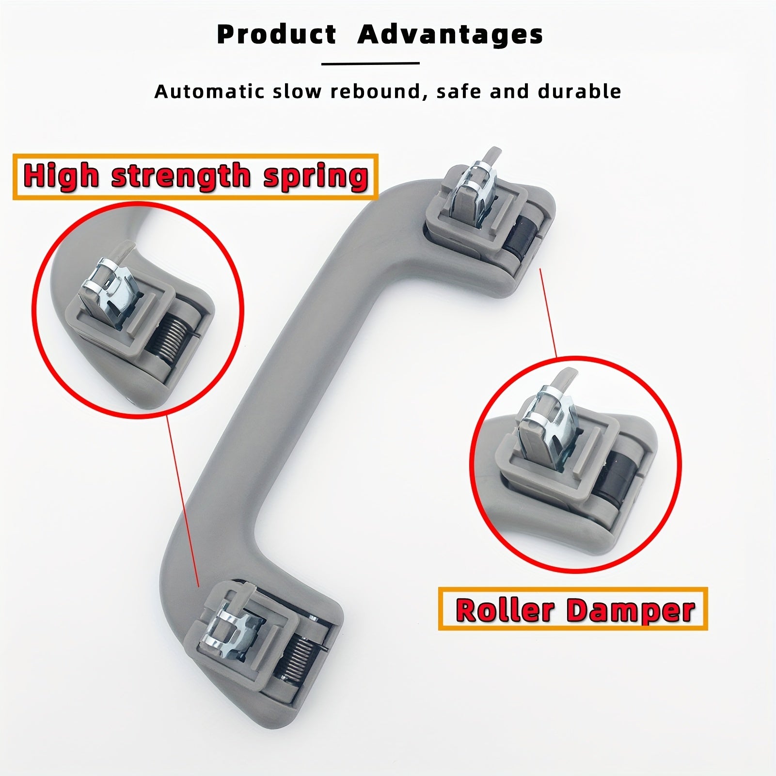 Left/Right Hand Roof Pull Handle Grab Rail with Hook Ergonomic Grey Plastic