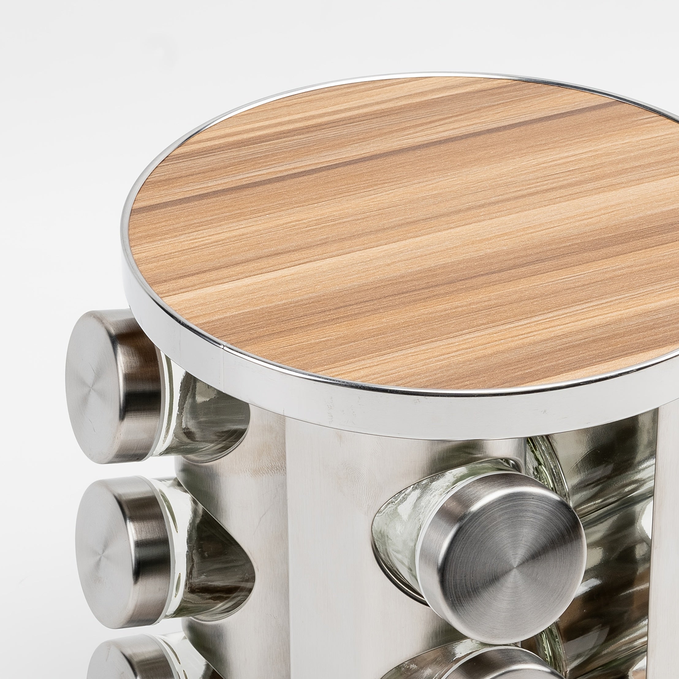Stainless Steel Spice Rack Set with Glass Jars, Rotating Base, 12 Pieces
