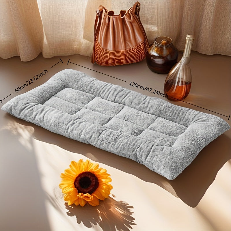 Large Plush Dog Bed Rectangular Couch in Light Gray and White for Small to Large Breeds