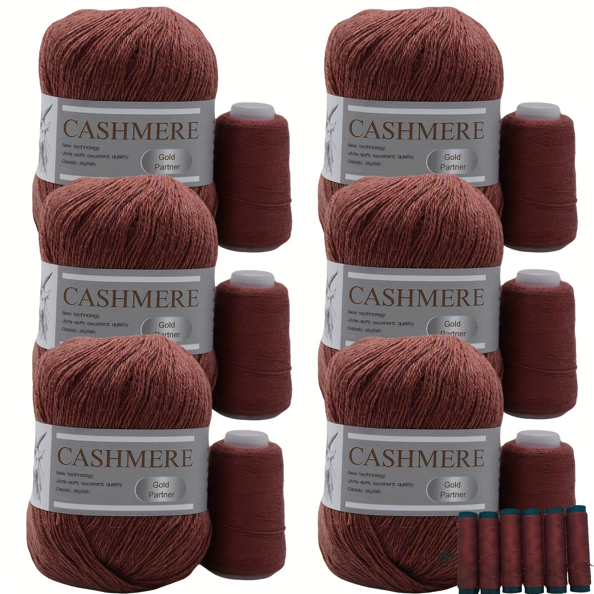 Luxurious Cashmere Yarn Set for Knitting and Crocheting Multicolored 6-Pair Bundle
