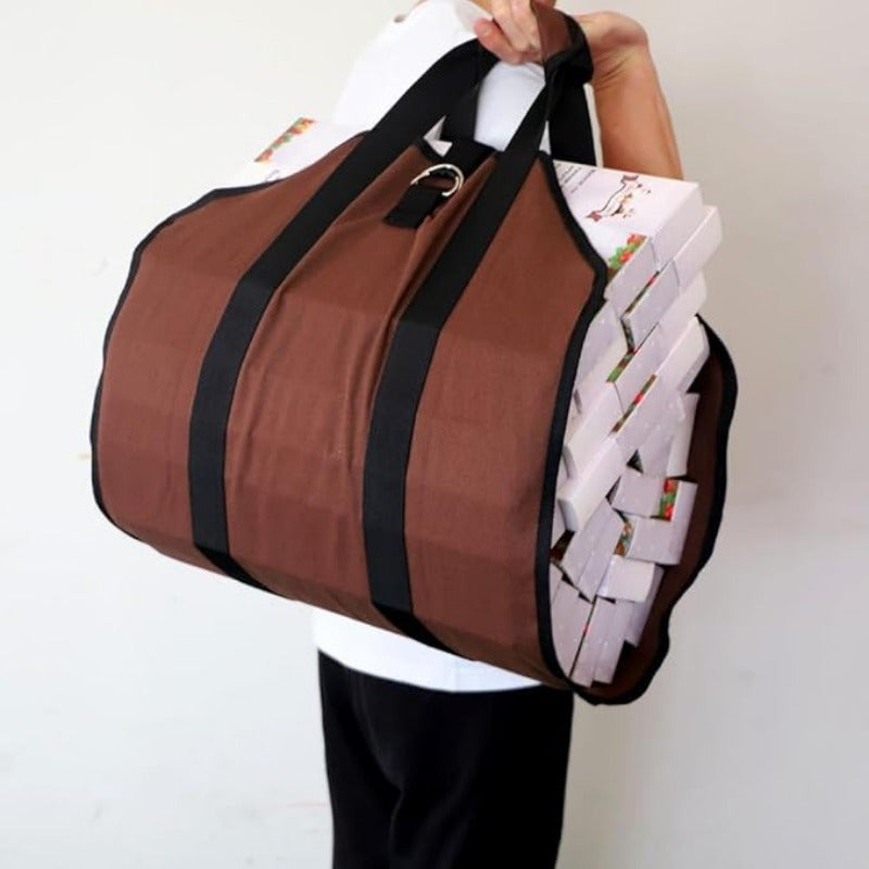 Heavy Duty Canvas Firewood Storage Bag Large Capacity Log Carrier Indoor Outdoor
