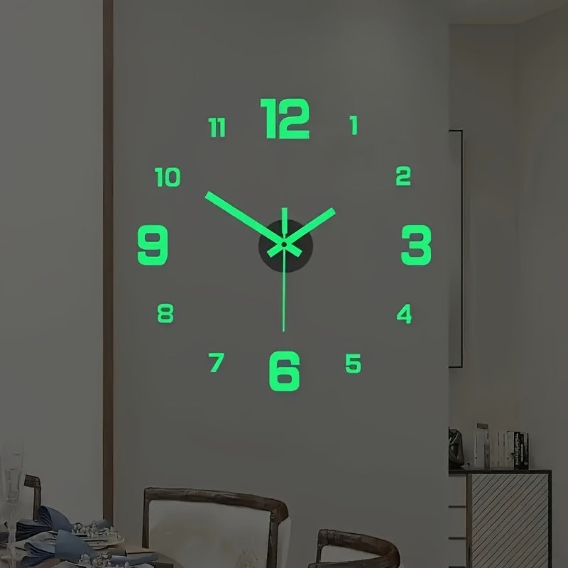 Digital European Style Luminous Wall Clock for Study and Living Room Silent Punch-Free