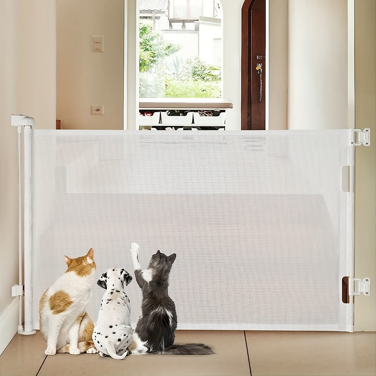Retractable Baby Gate for Stairs and Doorways Mesh Safety Gate 83.82cm Tall