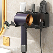 Wall-Mounted Bathroom Organizer Hair Dryer and Phone Holder No-Drill Installation