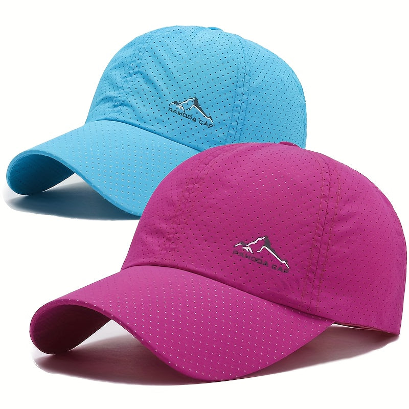 Men's and Women's Quick-Drying Polyester Baseball Cap with Snow Mountain Print for Outdoor Sports