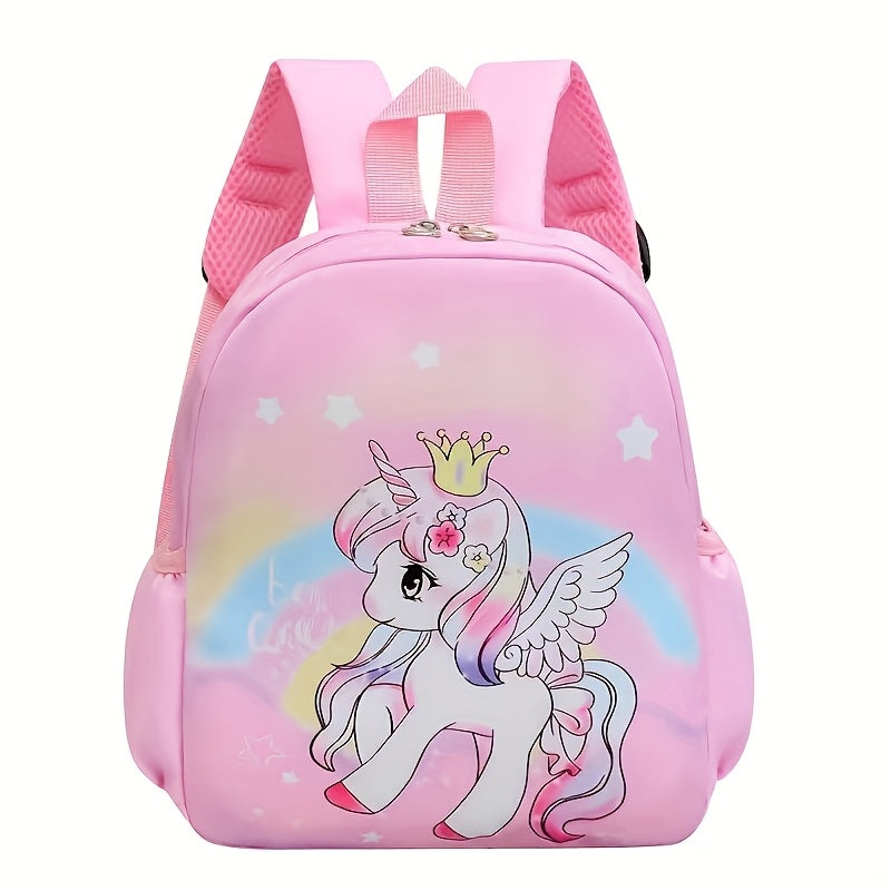 Kids Nylon Backpack for Boys and Girls Adjustable Straps Zipper Closure Pink