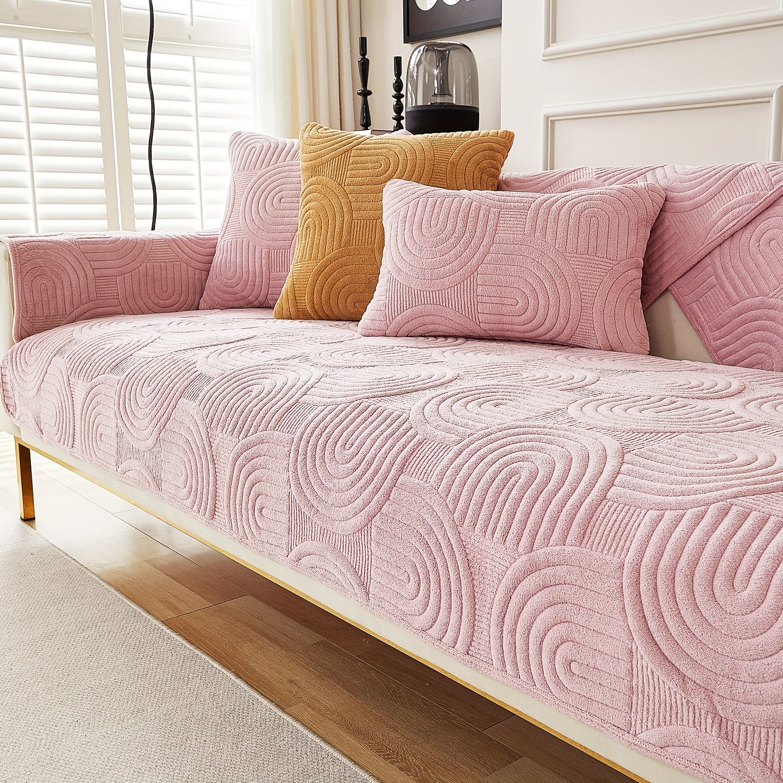 Чехол на мебель из молочного бархата с шерпой, противоскользящий, для защиты мебели, подходит для домашних животных