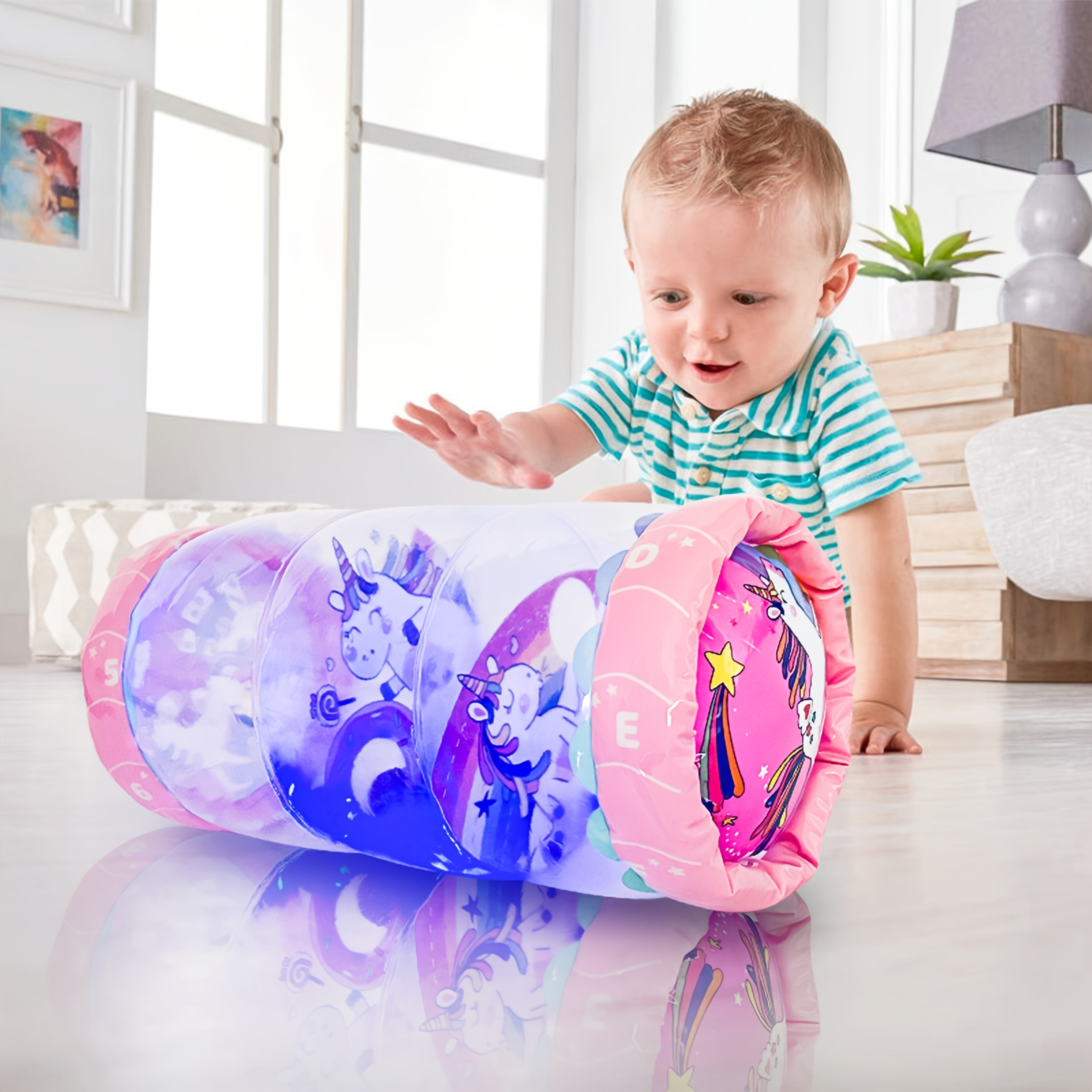 Baby Crawling Toy Glow-in-the-Dark Rattle and Ball for Infant Motor Development