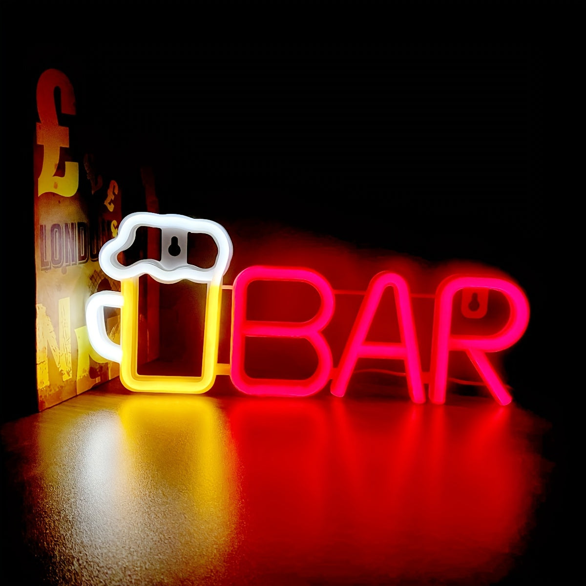 Pink Neon Beer Mug Wall Sign 35x14cm LED Light for Party Decor Bedroom Dorm