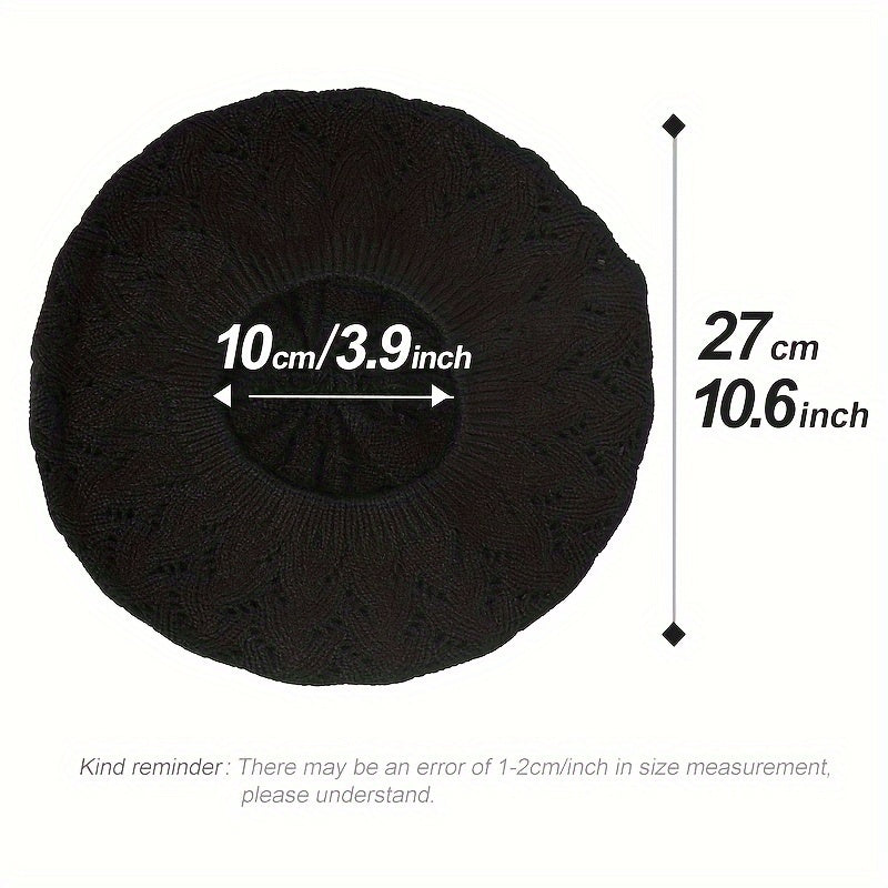 Women’s Breathable Acrylic Beret Hat for Daily Wear with Elastic Fit and Woven Design