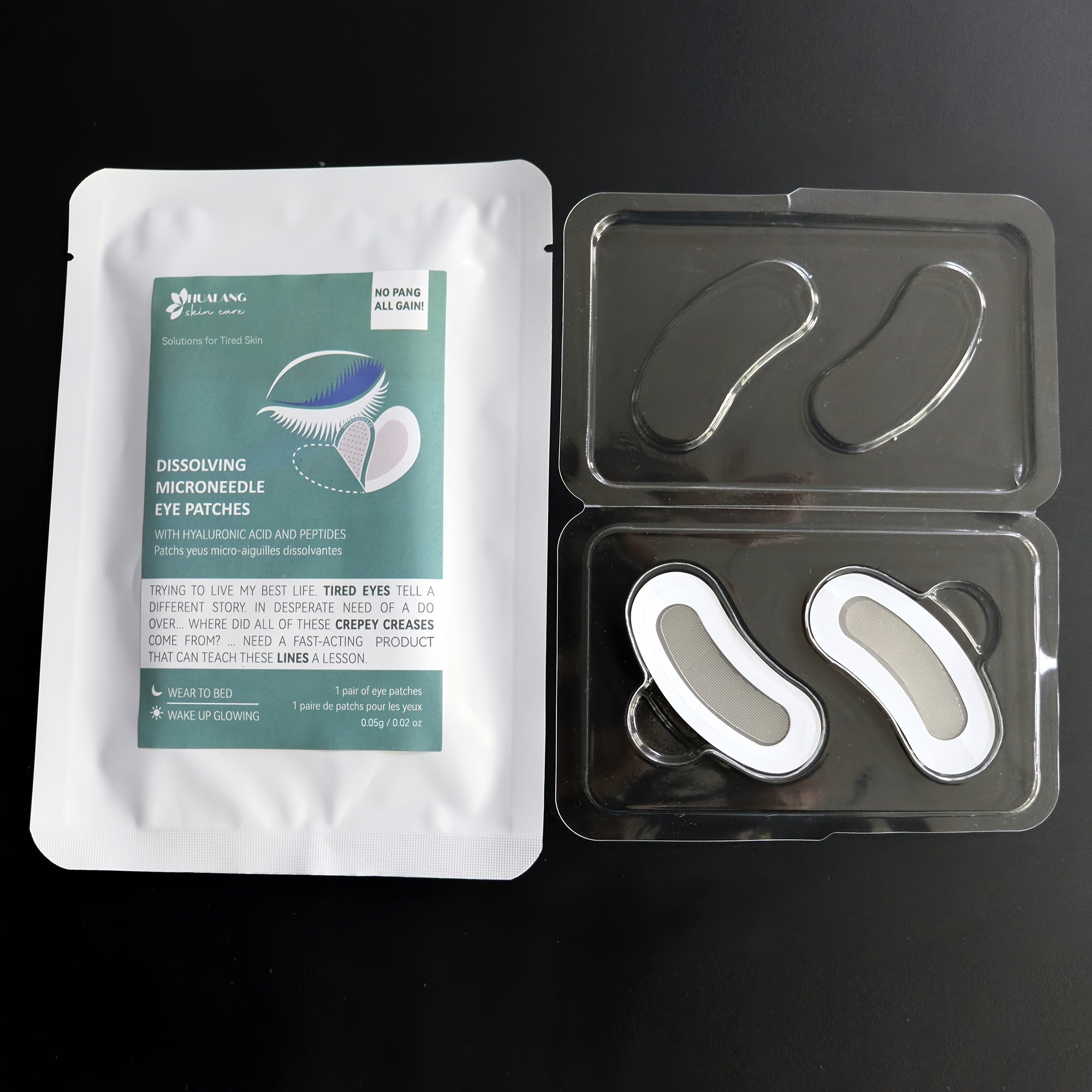 Unisex Under Eye Patch with Dissolving Microneedles and Hyaluronic Acid
