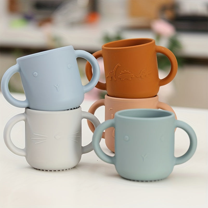 Animal Embossed Silicone Drinking Cup BPA-Free Two Handles for Kids