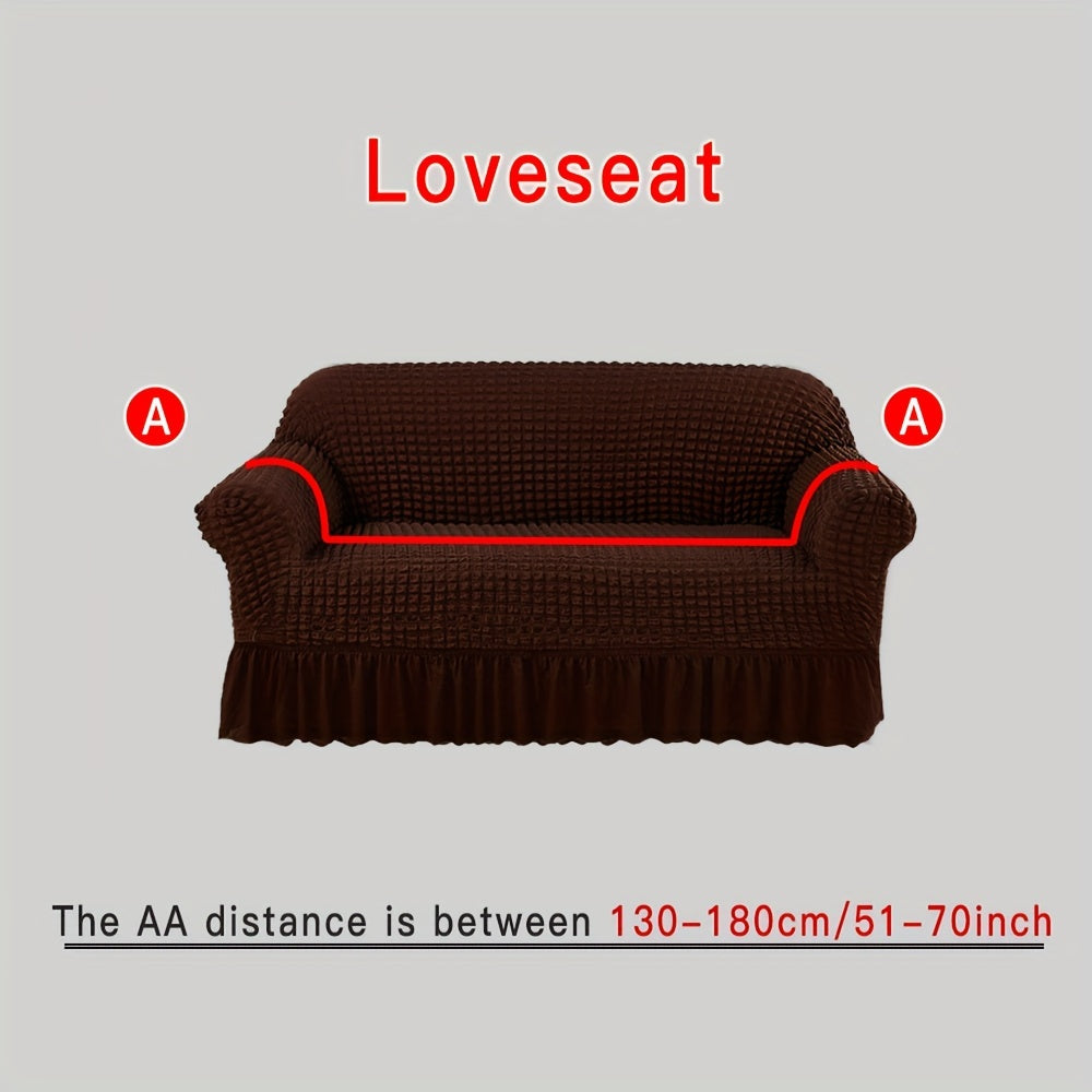 Beige Elastic Sofa Cover Fits All Sizes Machine Washable Living Room