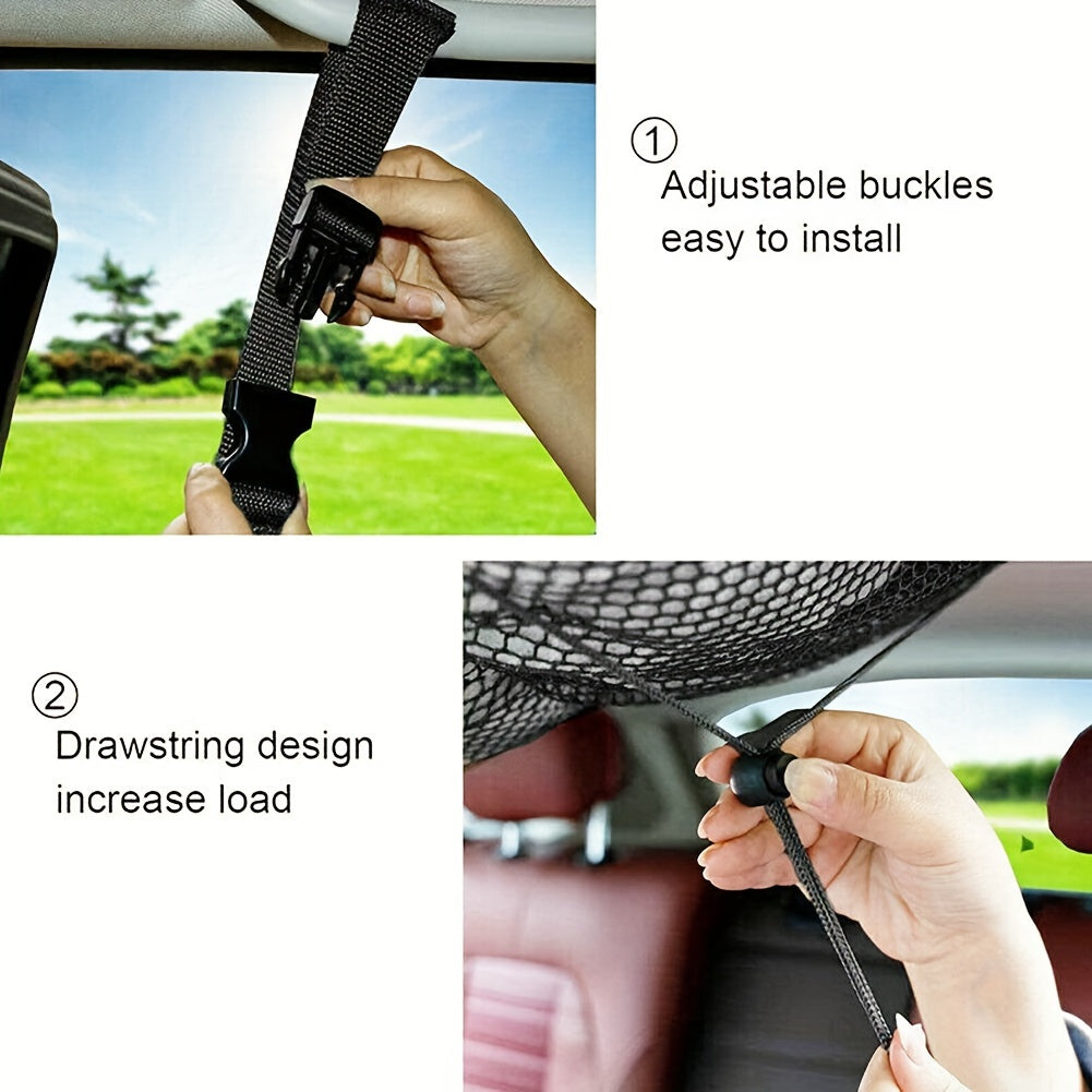 Universal Car Roof Mesh Bag Cargo Organizer Zipper Adjustable Net
