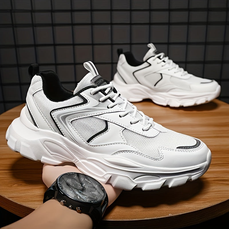 Erkaklar uchun prep stili sport krossovkalari, nafas oladigan to'r bilan, soxta pastki dizayn, bir rangda. Tasodifiy yugurish va mashg'ulotlar uchun ideal. Yuqori burchak, EVA taglik, mato ichki qismi va bog'ichli yopish bilan ajralib turadi.