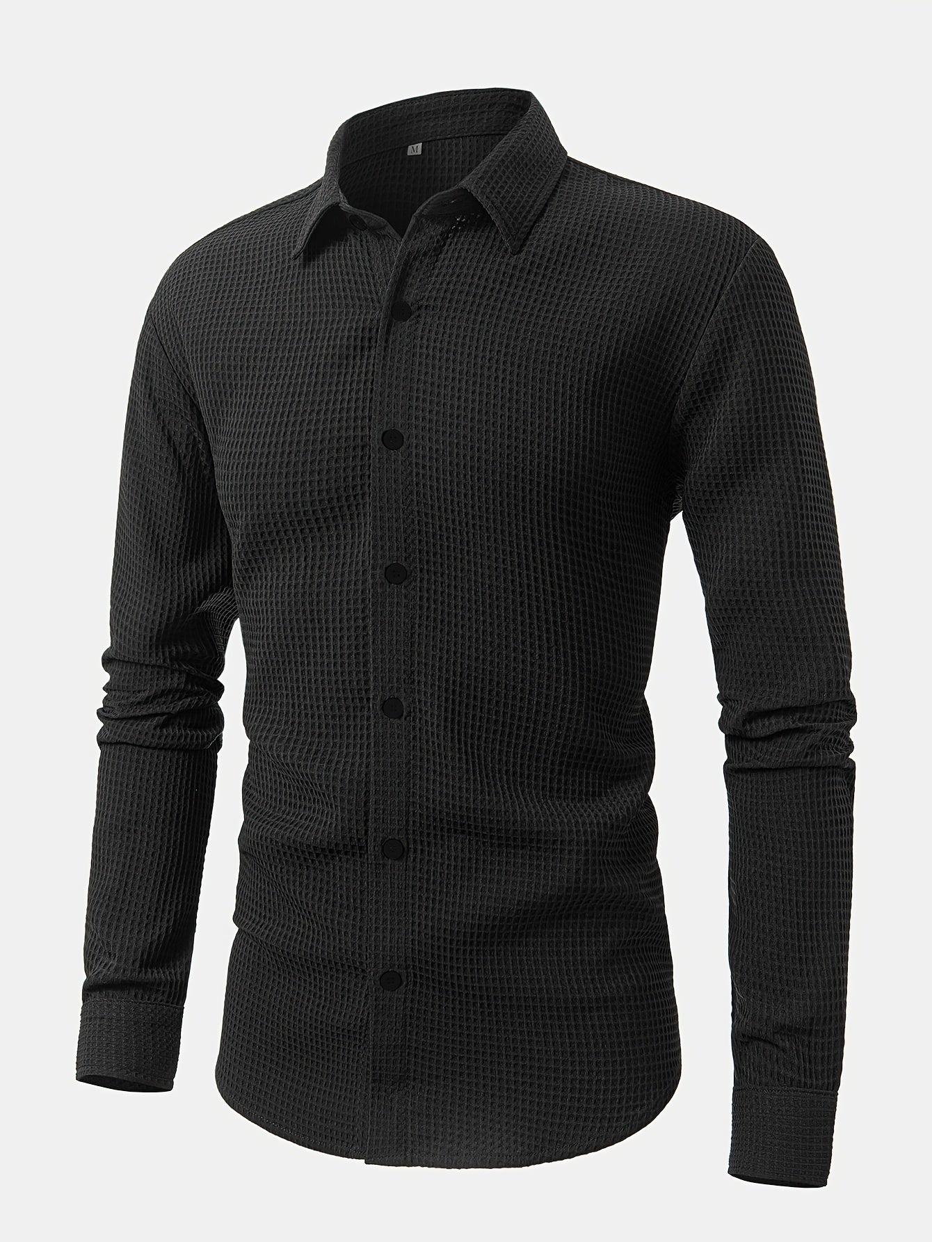 Men's Tartan Casual Woven Polyester Long Sleeve Lapel Button-Up Shirt for Fall Winter Outdoor Activities