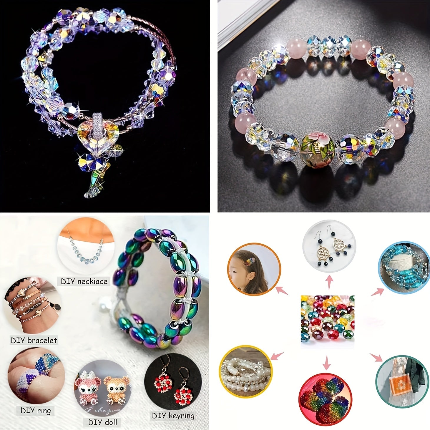 500 Pieces Imitation Crystal Glass Beads 4mm Faceted Round Spacer Jewelry Making