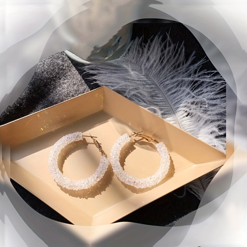 Women's Sparkling Crystal Diamond Hoop Earrings Large Circular Jewelry Gift