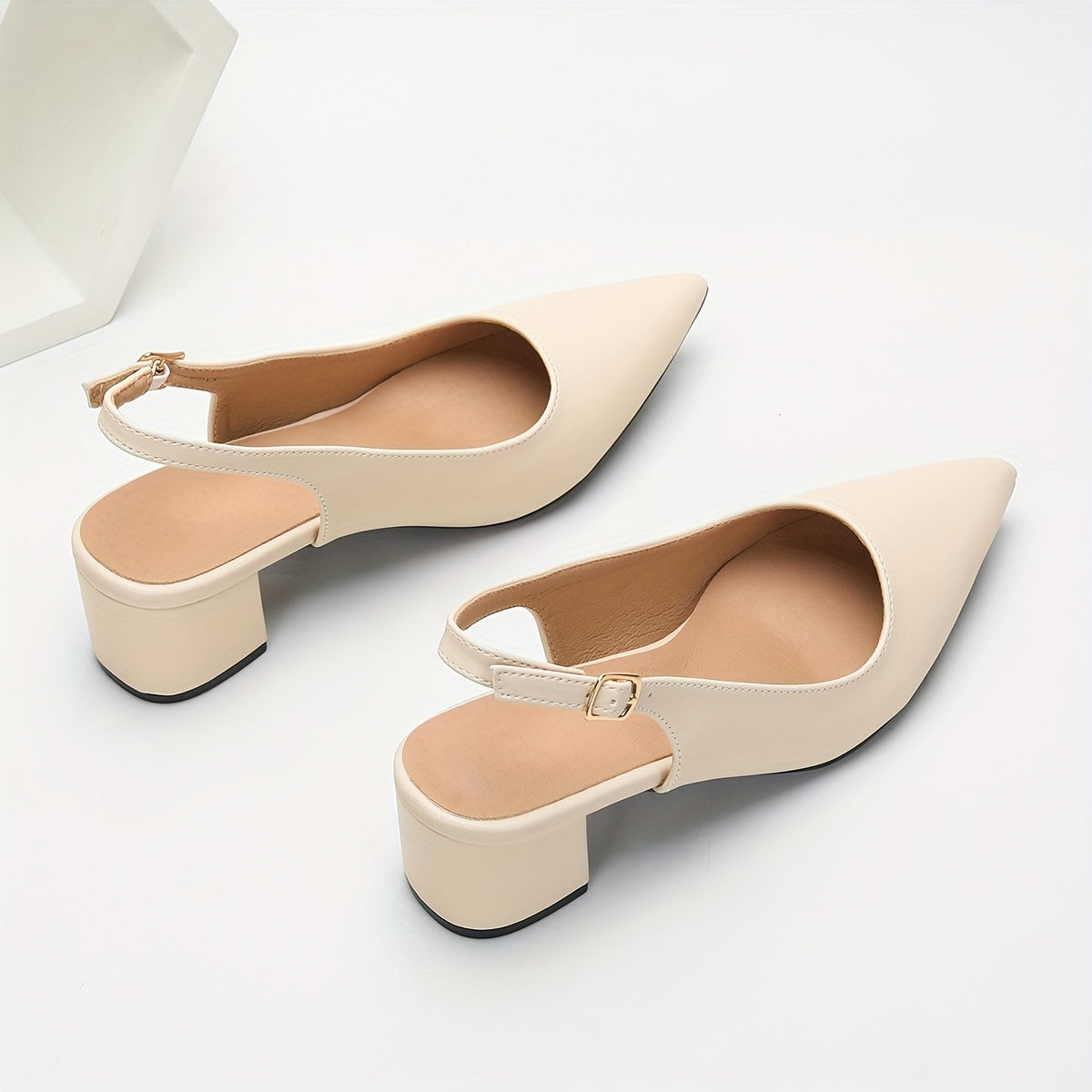 Women's Pointed Toe Block Heel Pumps with Ankle Strap for Parties All Seasons