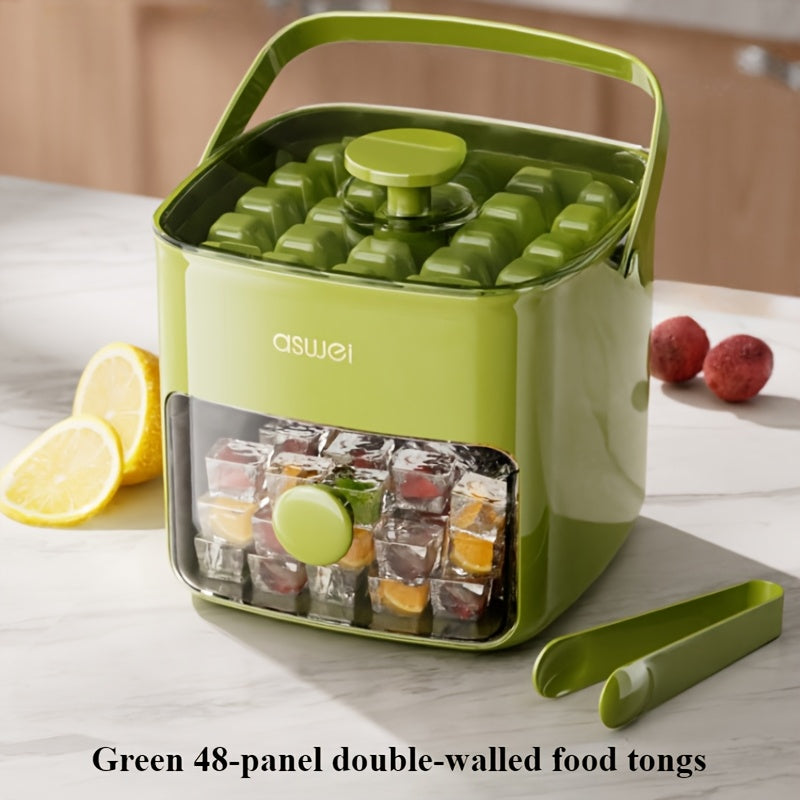 Portable Ice Maker for Refrigerator with 48-Cube Capacity, Ice Clip, 2 Compartments